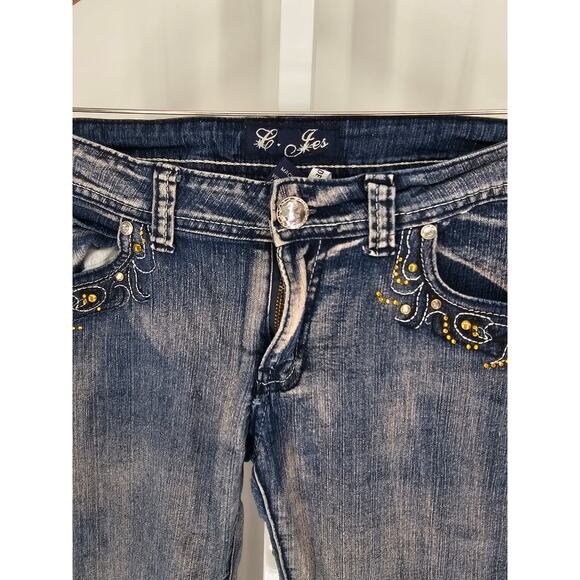 C. Ies Jeans Women's Low Rise Blue Button Closer Design Pockets Jeans Size 9 - Picture 3 of 6